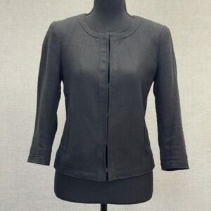 Banana Republic Petite Black Textured Collarless Blazer Jacket NWT 4P‎